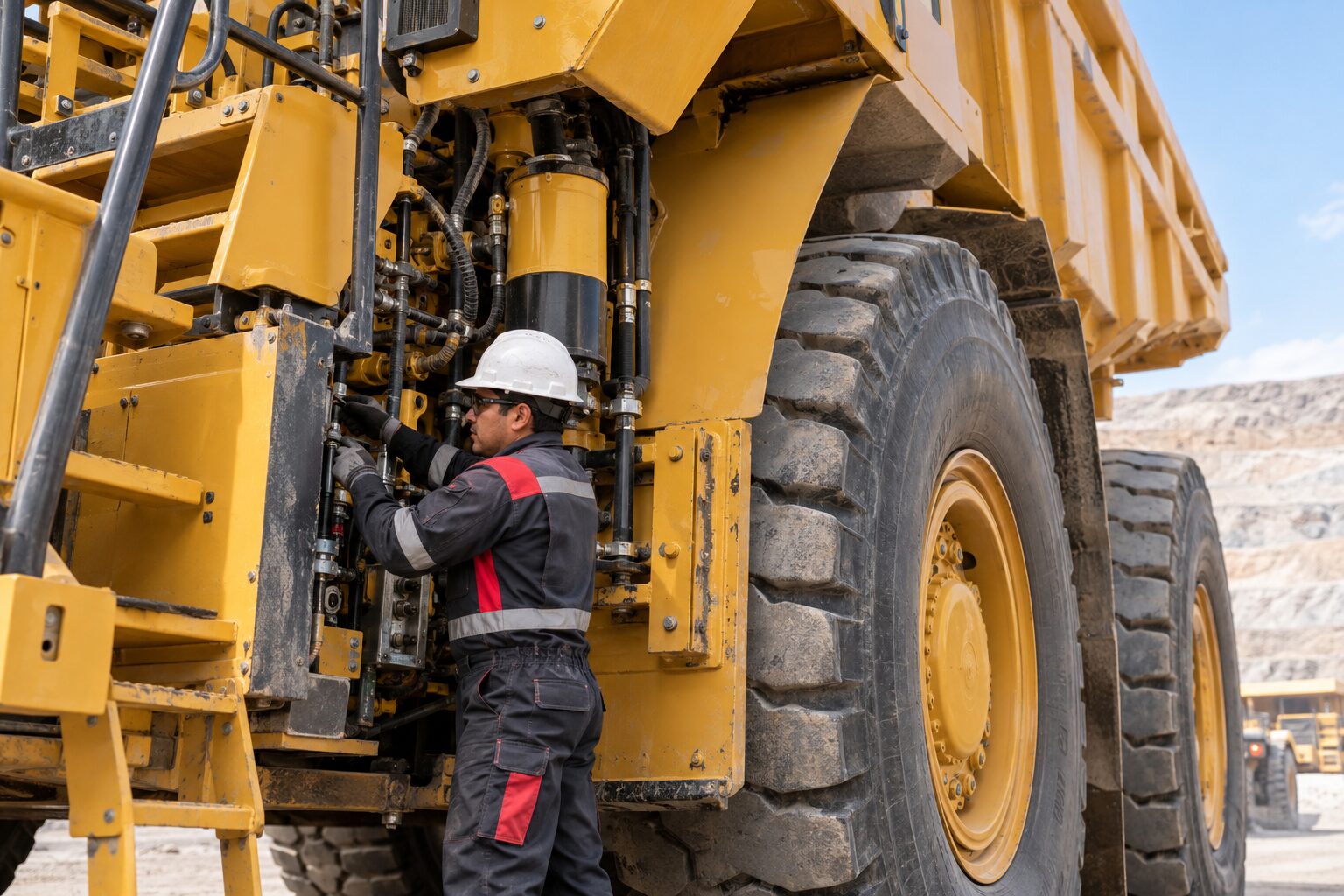 Técnico trabajando en maquinaria minera
